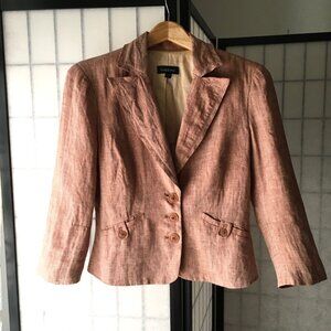 bebe Red Linen Cropped Long-Sleeved Button-Front Fully-Lined Blazer Size 4